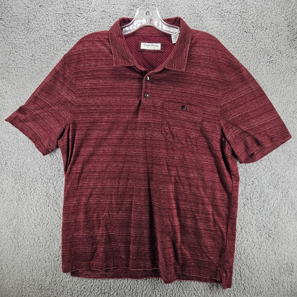 English Laundry Mens XL Burgundy Space Dye Polo Shirt Short Sleeve
